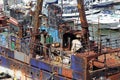 Rusty ship in harbour in klaipeda in Lithuania.