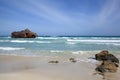 Rusty shipwreck and a blue Atlantic Ocean on Boa Vista Royalty Free Stock Photo