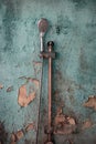 Rusty shower head with green rusty wall background Royalty Free Stock Photo