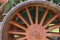 Rusty spokes of a wheel on an antique tractor Royalty Free Stock Photo