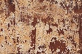 Rusty stain on the metal plate. Background texture of iron