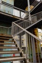 Rusty stairway in abandoned factory