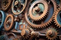 rusty steampunk gears on an old factory machinery Royalty Free Stock Photo