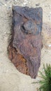 Rusty Steel With a Bolt in it on the Beach From a Shipwreck