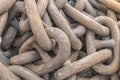 Rusty steel chains placed together Royalty Free Stock Photo