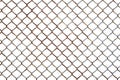 Rusty steel chicken wire netting isolated on a white background.