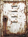 Rusty steel door and door hinges Royalty Free Stock Photo