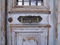 Rusty steel door handle of the house