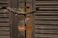 rusty steel gate massive chain burglary protection