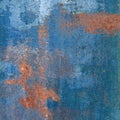 Rusty steel plate with blue paint Royalty Free Stock Photo