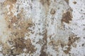 Rusty steel plate with pealed white paint, weathered metal background