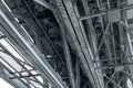 Rusty steel railroad bridge trusses Royalty Free Stock Photo