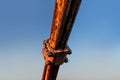 Rusty steel rope in the fastening of the bridge Royalty Free Stock Photo