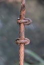 Rusty steel ropes with old U-Bolt clamp. Royalty Free Stock Photo