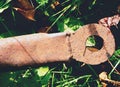 Rusty part of an abandoned old agricultural equipment Royalty Free Stock Photo