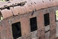 Rusty structure of old train wagon