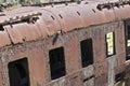 Rusty structure of old train wagon