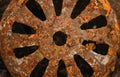 The rusty texture on circle steel surface