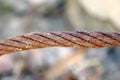 Rusty thick steel rope, rusty old steel rope