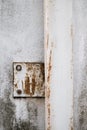 Rusty tightened bolt and nut on the construction part of the building Royalty Free Stock Photo