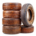 Rusty tires isolated on white background Royalty Free Stock Photo