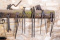 Rusty tools seen in an old workshop Royalty Free Stock Photo