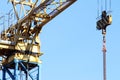 Silhouette hook a crane old rusty and high construction cranes Royalty Free Stock Photo