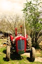 Rusty tractor in countryside