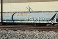 Abandoned train car rusty graffiti Royalty Free Stock Photo