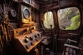 rusty train controls in dilapidated cab Royalty Free Stock Photo