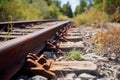 Rusty train tracks. Ai generated