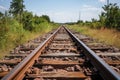 Rusty train tracks. Ai generated