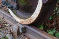 Rusty train wheel on track Royalty Free Stock Photo