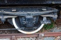 Rusty train wheel on track Royalty Free Stock Photo