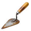 Rusty Trowel with Wooden Handle on White Background Royalty Free Stock Photo