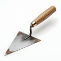 Rusty Trowel with Wooden Handle on White Background Royalty Free Stock Photo