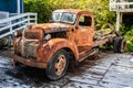 Rusty truck abandoned on a pier Royalty Free Stock Photo