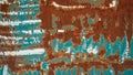 Rusty turquoise white painted peeled metal wall texture background, with space for text Royalty Free Stock Photo