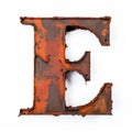 Rusty Uppercase Letter E: Emotional Narrative In Post-apocalyptic Style