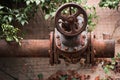 Rusty valve on old pipe coated corrosion Royalty Free Stock Photo