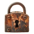 Rusty vintage padlock isolated on white background. Royalty Free Stock Photo