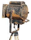 A rusty vintage retro movie or theater spotlight is the reverse