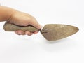 Rusty Vintage Small garden trowel Spoon spade shovel in White Isolated Background 013 Royalty Free Stock Photo