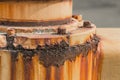 Rusty water pipe or chemical leak