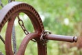 Rusty crank locked with a chain