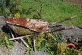 Rusty wheelbarrow