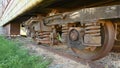 Rusty wheels of a freight train Royalty Free Stock Photo