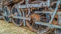 Steam locomotive rusty train wheels Royalty Free Stock Photo