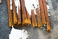 Rusty wire as a texture of metal coil iron bars