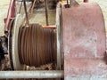 rusty wire rope is of the pile driving machine . Royalty Free Stock Photo